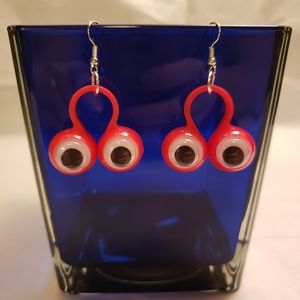 Handmade Red Monster Googly Eye Earrings